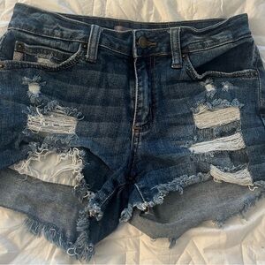 Just USA Dark Blue Distressed Jean Shorts
